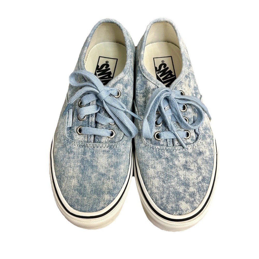 Vans Authentic Acid Wash Denim Blue Low Top Skate Shoes Mens 6 Womens 7.5